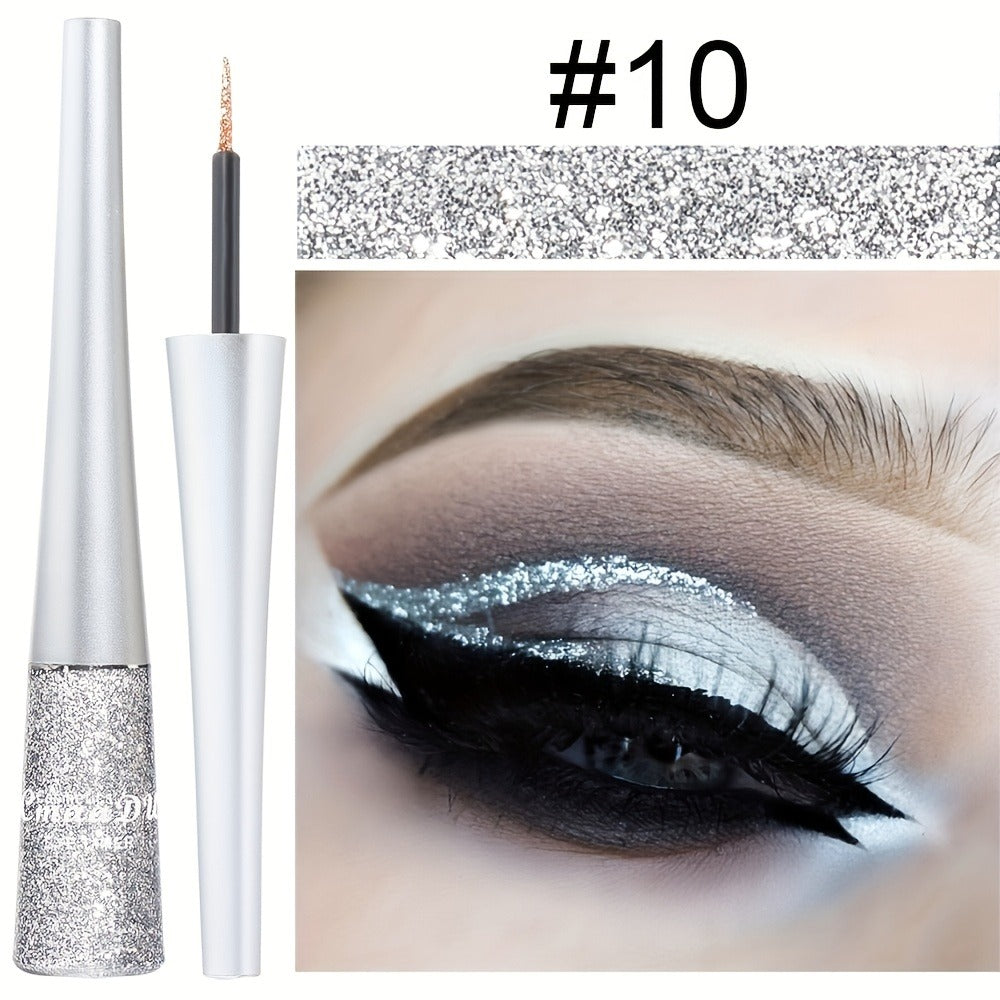 Glitter Liquid Eyeliner Set 16 Colors Waterproof Shimmer Metallic Eye Liner Pen Kit – Long-Lasting Smudge-Proof Sparkle Eye Makeup for Party