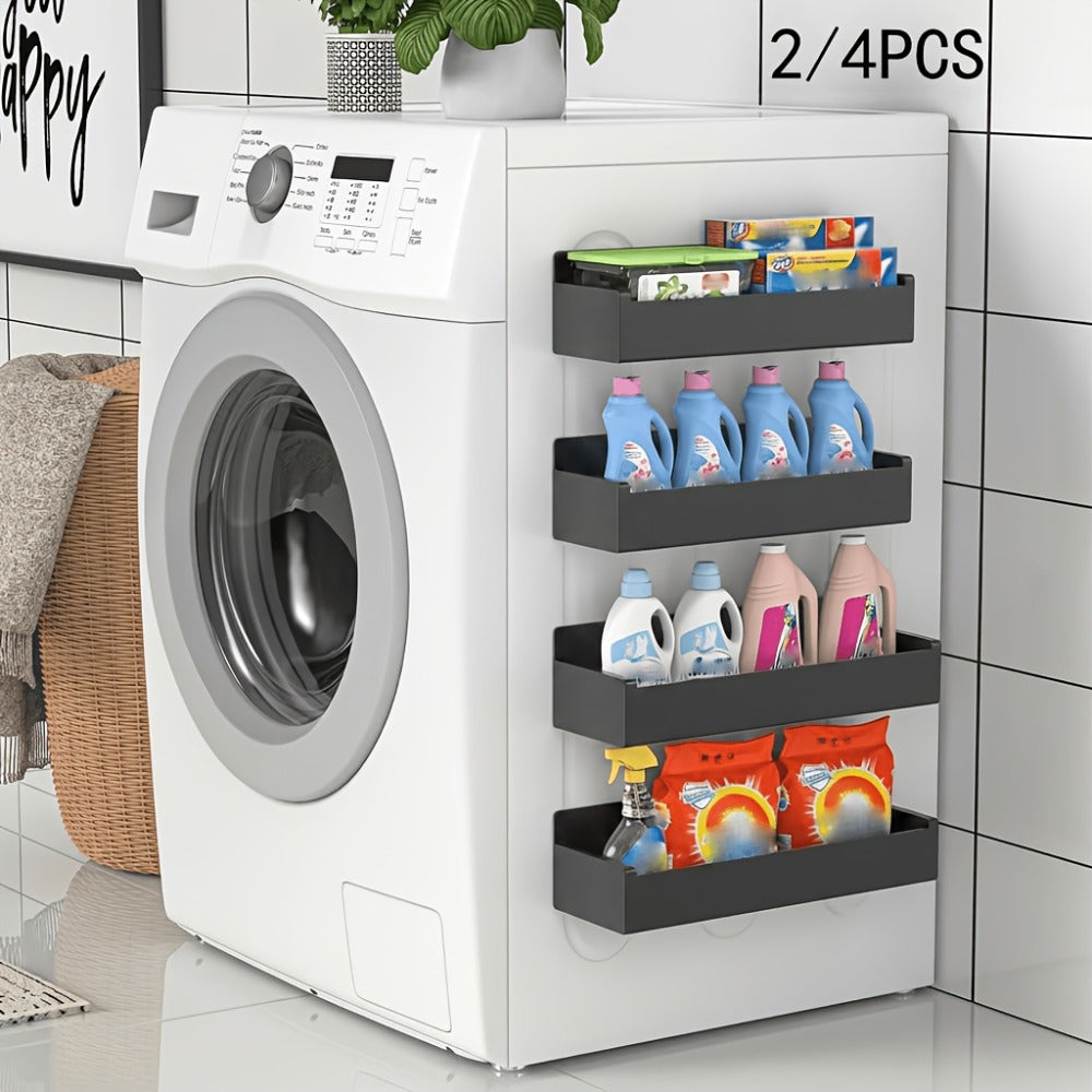 Magnetic Refrigerator Storage Rack 2/4pcs Fridge Side Organizer, Multi-Purpose Magnetic Storage Box for Kitchen Bathroom