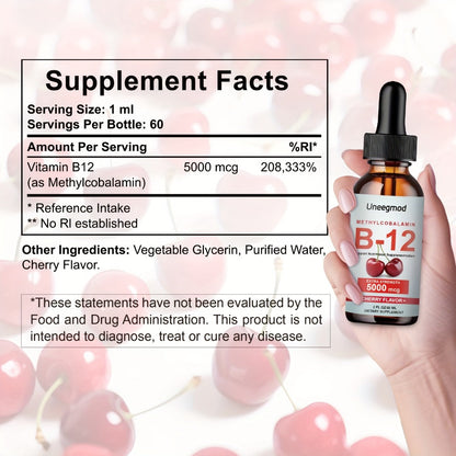 Sublingual Vitamin B12 Liquid Drops 5000mcg Methylcobalamin for Bath Time, Home Spa and Personal Care