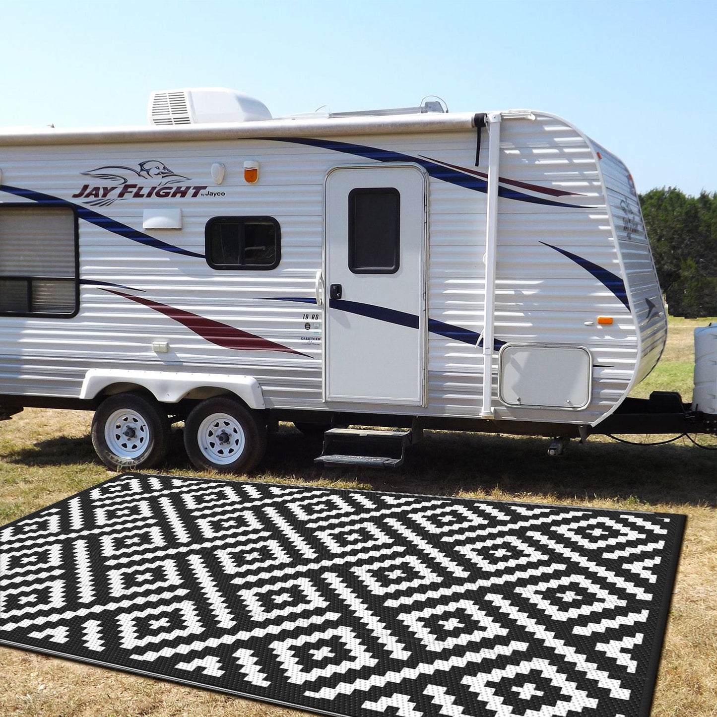 Outdoor Reversible Plastic Straw Rug for Patio Deck RV Camping – Waterproof UV-Resistant Lightweight Mat, Multiple Sizes & Colors