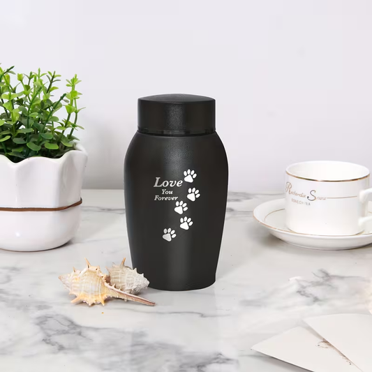Pet Cremation Urn Stainless Steel Paw Print with Love You Forever Inscription, Secure Seal Large Ash Keepsake Box for Dogs Cats Up to 50lbs