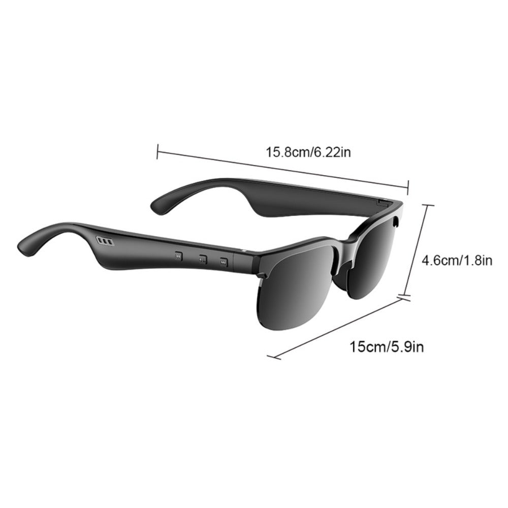 Smart Glasses Open-Ear Bluetooth Audio Eyewear with Built-In Speaker, Microphone and Black or White Frames
