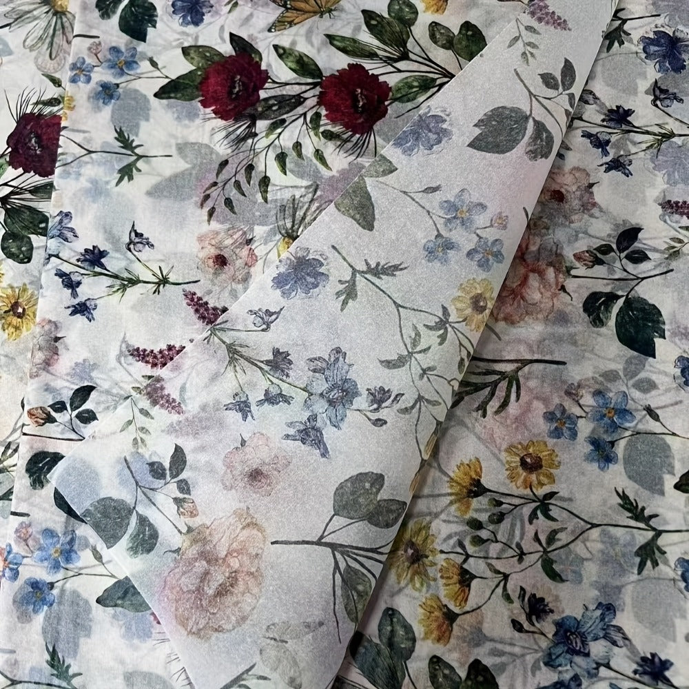 Vintage Floral Wrapping Paper 50pcs, 20"x14" Elegant Pastel Gift Wrap Sheets with Ruffled Edges, Purple Lily Design for Wedding Birthday