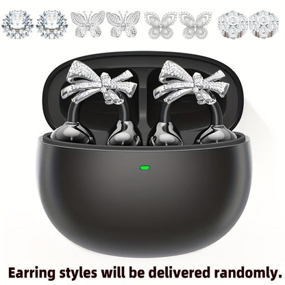 Clip On Wireless Earbuds Open Ear Bluetooth Headphones with Detachable Gemstone Earrings ANC for an Everyday Personal Care Routine