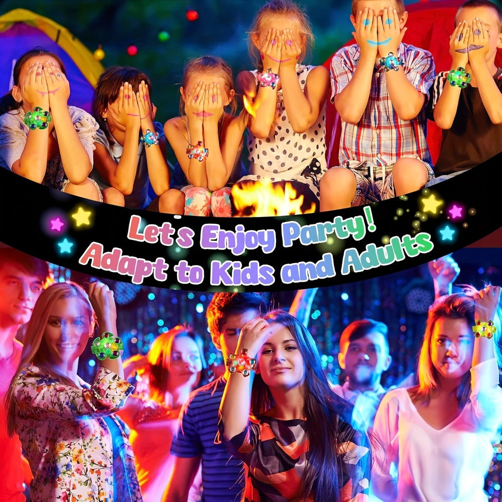 Party Favors LED Fidget-Spinner Wristbands, 30-Piece Multicolor Light-Up Set for Night Events