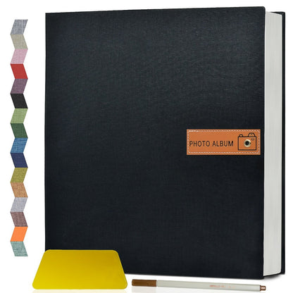 Self Adhesive Photo Album Scrapbook – Large Linen Cover Memory Book for 4x6 5x7 8x10 Photos, DIY Picture Book with Metal Pen, Gift for Mom