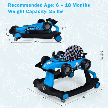 4-in-1 Foldable Baby Walker with Activity Toy Tray & Adjustable Height, Sit-to-Stand Push Walker for Infants & Toddlers