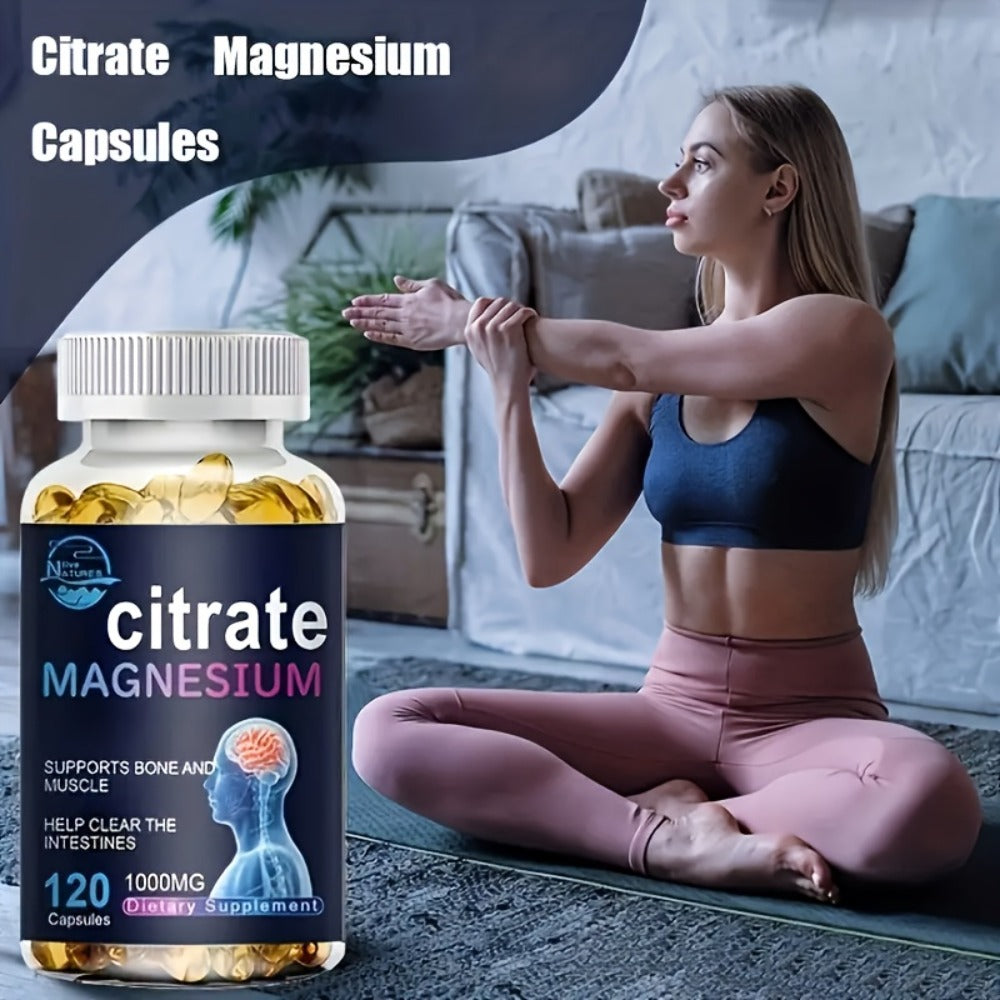 Magnesium Citrate Capsules 1000mg 120 Count for Bath Time, Home Spa and Personal Care, with the Listed Configuration