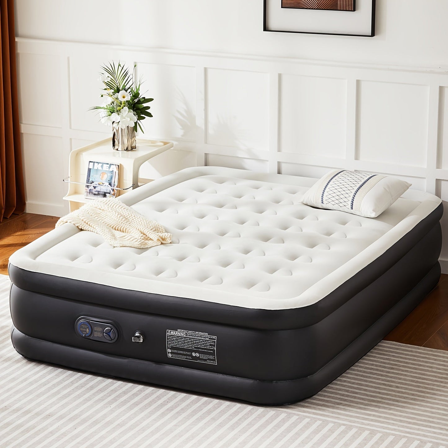 Inflatable Air Mattress with Built-In Pump – Double Height Adjustable, Non-Slip Bottom, Low Noise, 660 Lbs Capacity