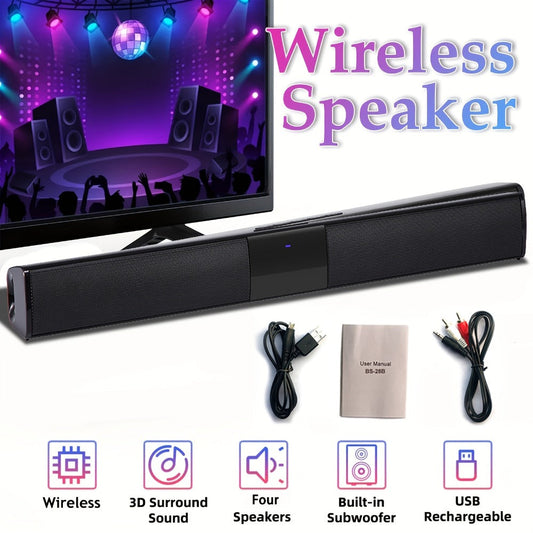 Deep Bass Soundbar with Subwoofer for Smart TV, 22" Wireless Bluetooth 5.0 Surround Sound System