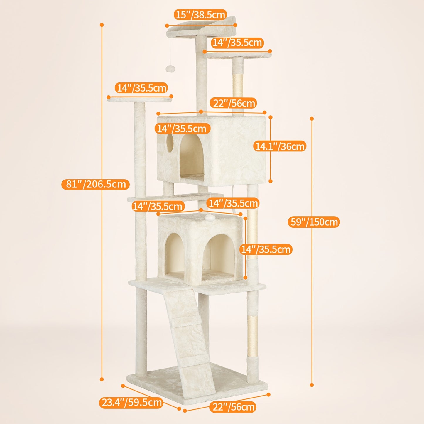 Cat Tree Tower Multi-Layer with Scratching Post, Perch Platforms & Cat Apartments – Tall Cat Climbing Frame for Indoor Cats