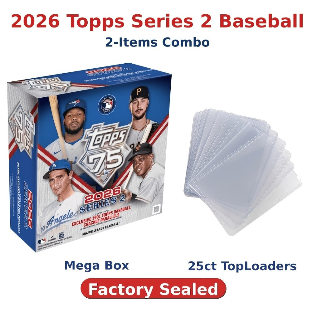 2026 Topps Series 2 Baseball Mega Box, Factory Sealed 196 Cards Topps 75th Anniversary, Look for Autos Relics Parallels & Rookie Cards