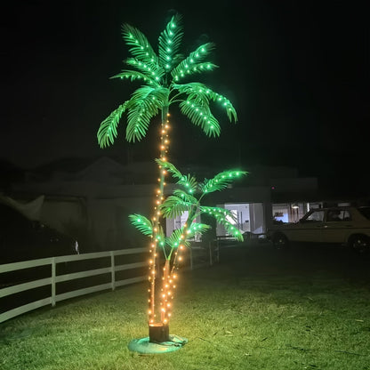 Solar Palm Tree Light 7ft 260 LED Outdoor Patio Tropical Decor Waterproof