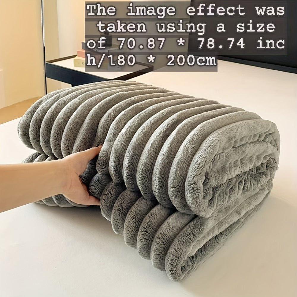 Plush Knit Faux Fur Blanket in Space Gray, Creamy White or Pink with Two Large Metric Size Options
