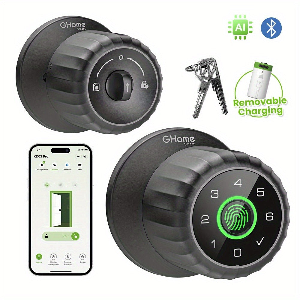 Smart Door Lock GHome K10 K10 PRO K20 and KD03 PRO Knob Models with Three or Four Access Methods