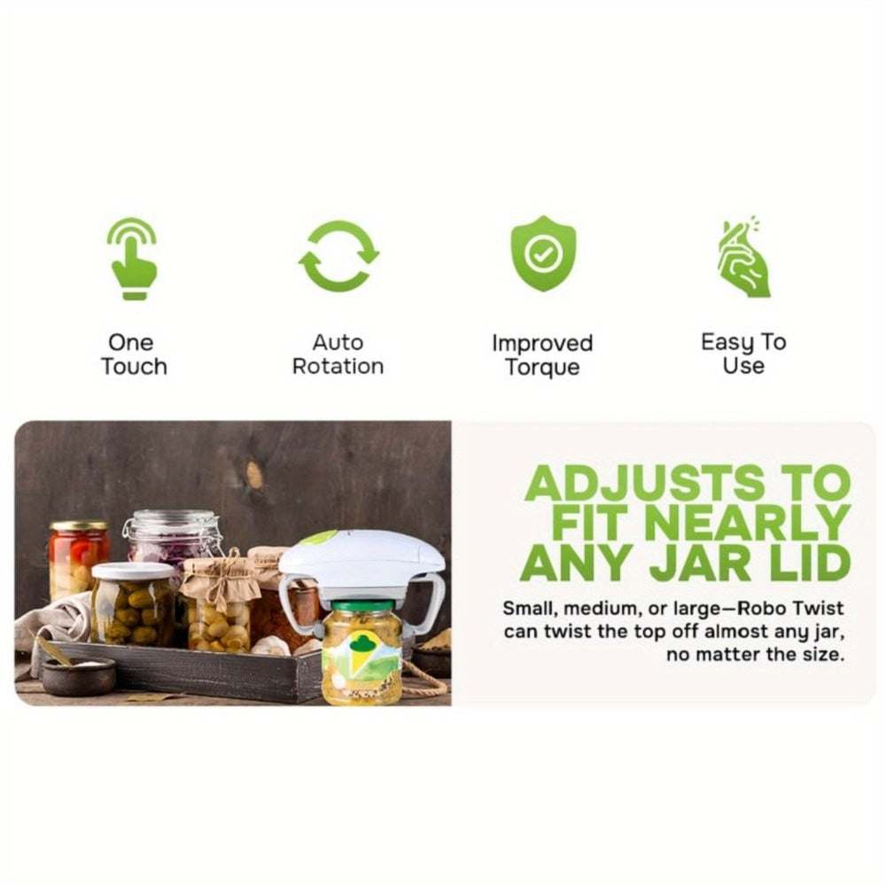 Electric Jar Opener & Bottle Opener, One-Touch Lid Opener for Arthritic Hands, Seniors & Weak Grip
