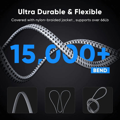 Cat8 Ethernet Cable Braided, 40Gbps 2000MHz RJ45, High Speed Network LAN Cable for Gaming, Router