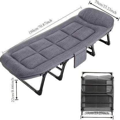 Portable Folding Camping Bed Heavy Duty 400 500 600 LBS Capacity Upgraded Cushion Outdoor Foldable Cot with Flip Mattress Carry Bag