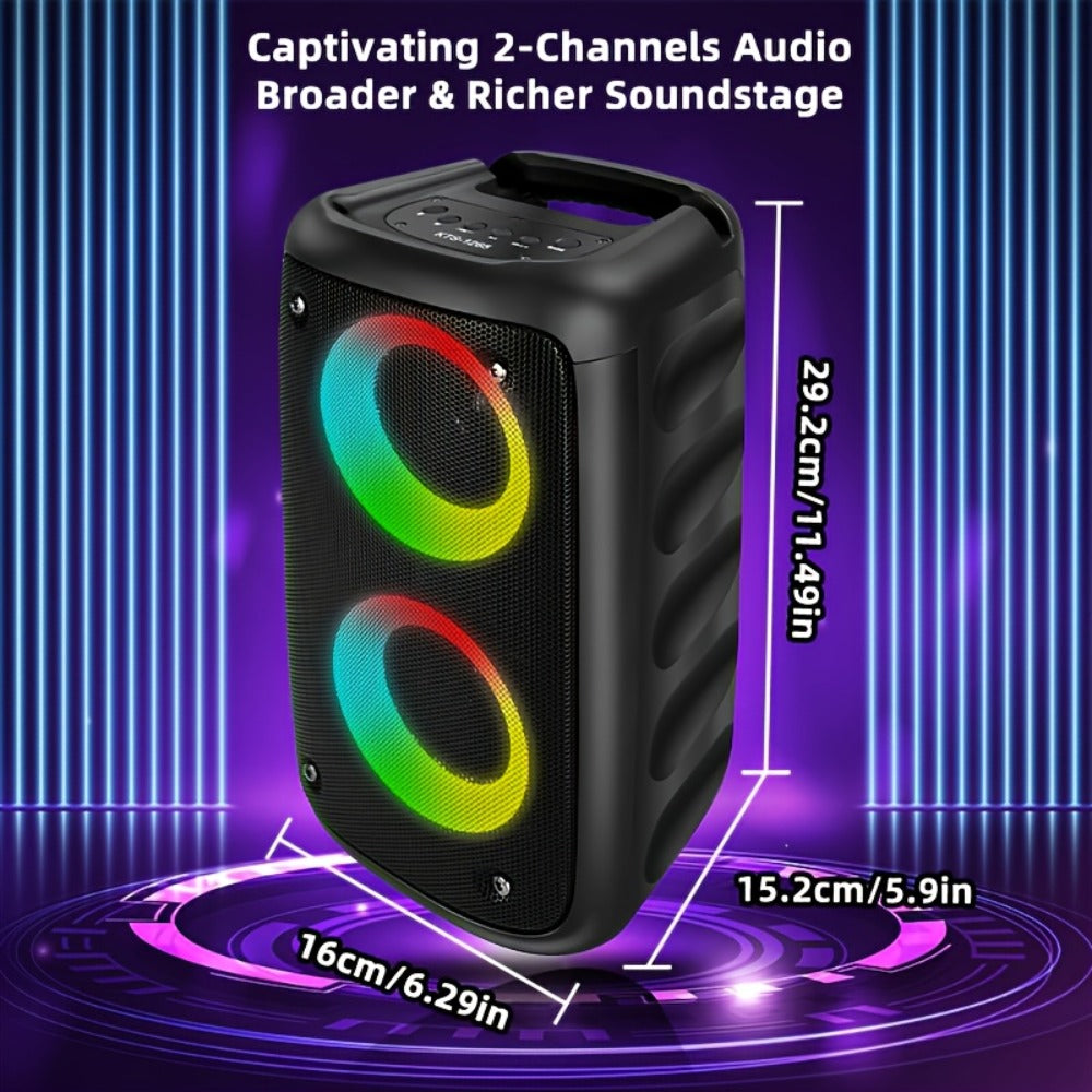 Wireless Bluetooth Speaker with Color LED Lights, MOKiN KTS-1265 Portable Party Speaker, Bass Boost