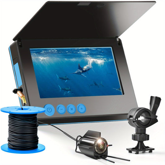 Underwater Fishing Camera with 4.3" HD Screen – Fish Finder with 140° Wide Angle Lens, Fish-Attracting Light