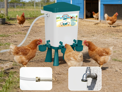 Chicken Waterer 3 Gallon Float Controlled Hose Connection Hands-Free
