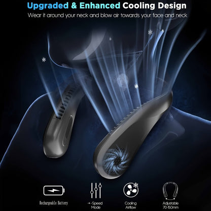 Bladeless Neck Fan Rechargeable, 4 Speed Hands-Free Portable Neck Fan 66 Vents 4-16 Hours Battery