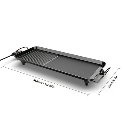 Indoor Electric Grill Smokeless, Non-Stick BBQ Griddle with Adjustable Temperature & Drip Tray