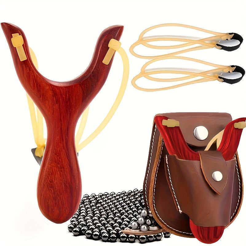 Wooden Slingshot Set 5pcs Professional Outdoor Shooting Sports Slingshot Kit High Quality Natural Wood Catapult for Target Practice Hunting