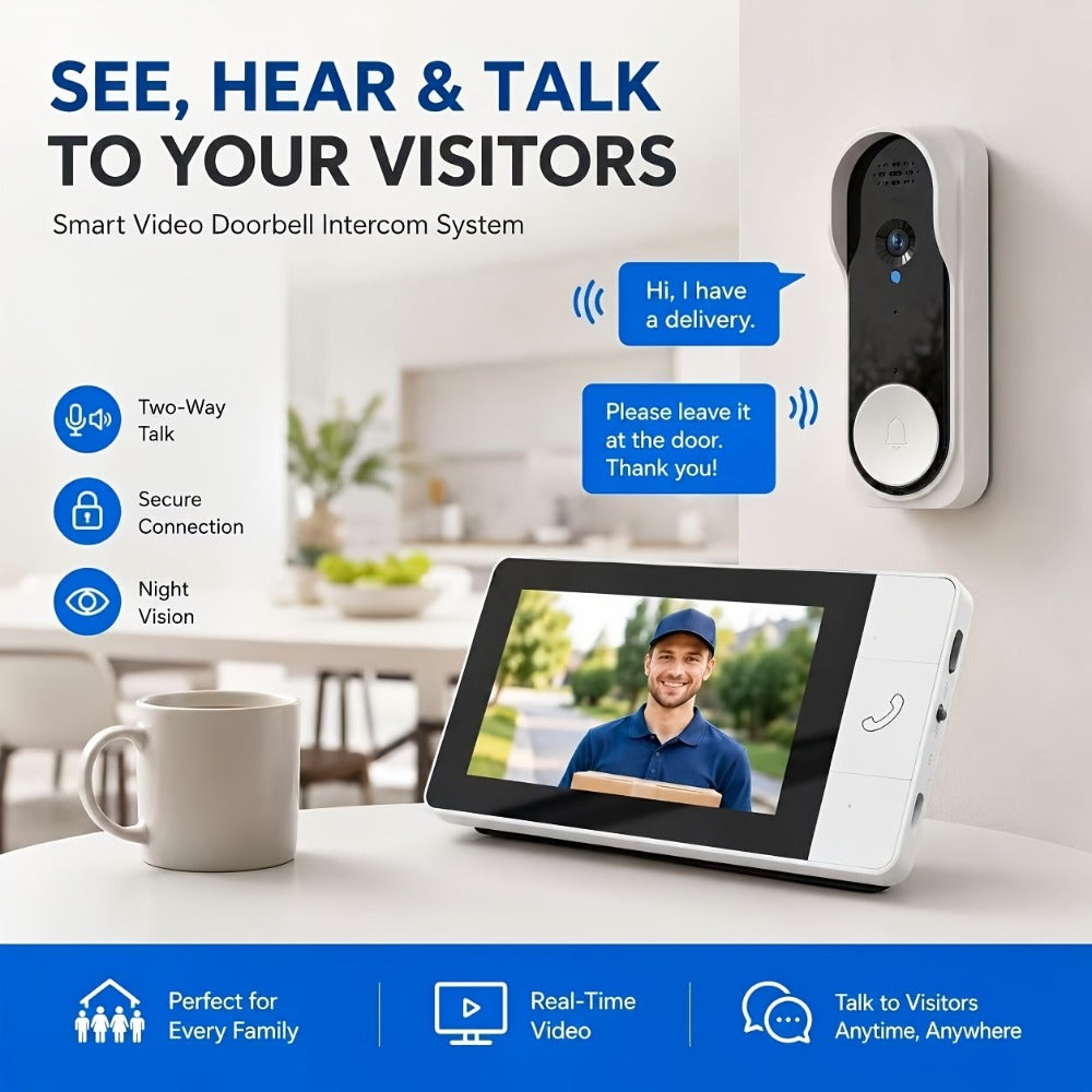 Wireless Security Camera System with Video Doorbell, Indoor Outdoor Surveillance, Long Battery Life
