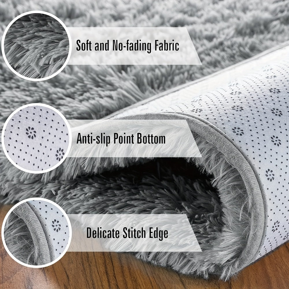 Rectangular Shaggy Area Rug with Nine Color Labels and 3 x 5-Foot to 8 x 10-Foot Size Options