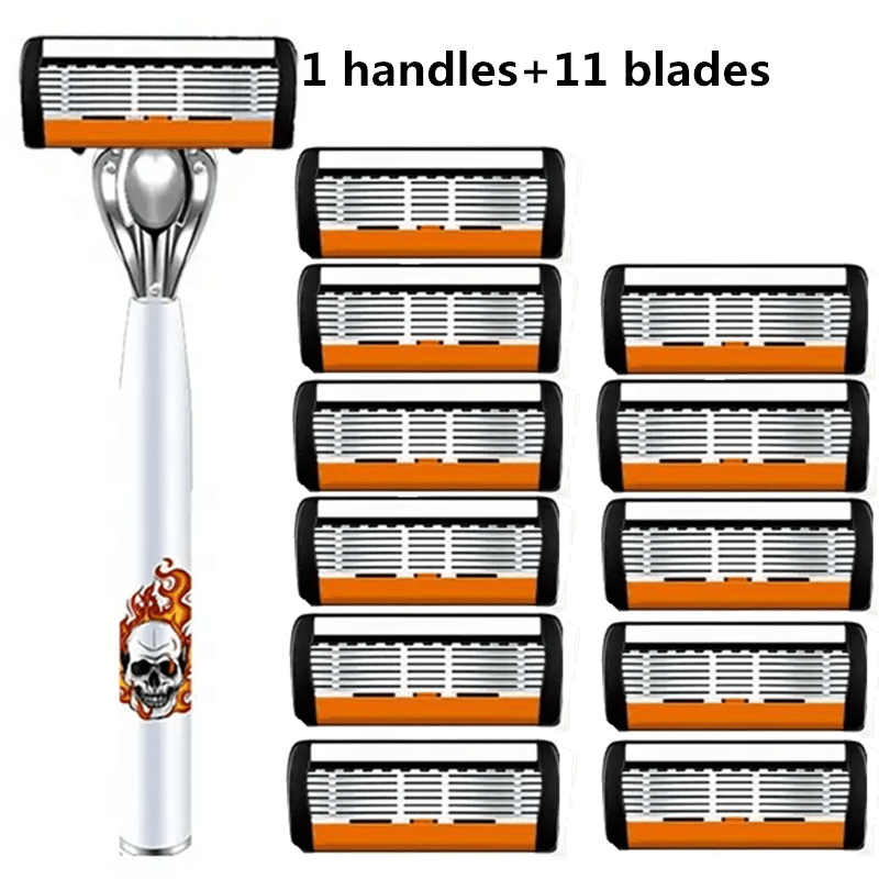 Men's Safety Razor with Replacement Blades - Anti-Slip Stainless Steel Handle Shaver for Beard & Sideburns