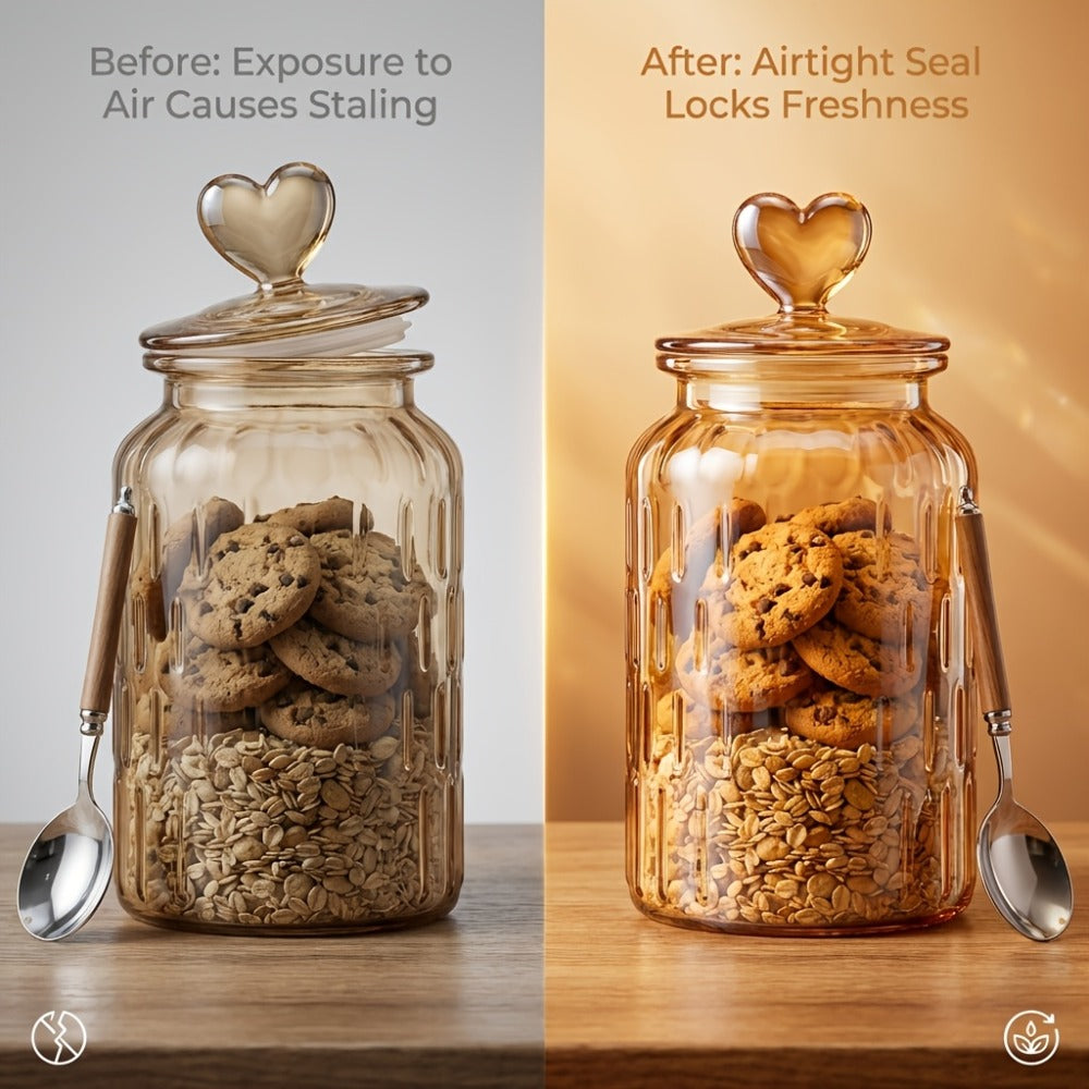 Airtight Glass Food Storage Jars with Clamp Lids 4-Set, 21.98oz & 47.34oz Clear Kitchen Canisters for Sugar