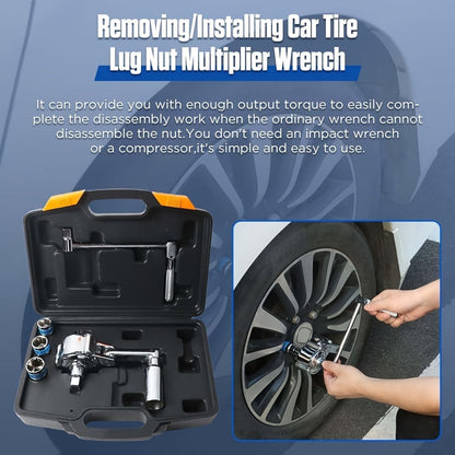 Torque Multiplier Wrench Set 1:16 400NM Lug Nut Remover, 1/2 Drive Labor-Saving Tire Changing Kit with 17mm 19mm 21mm Sockets