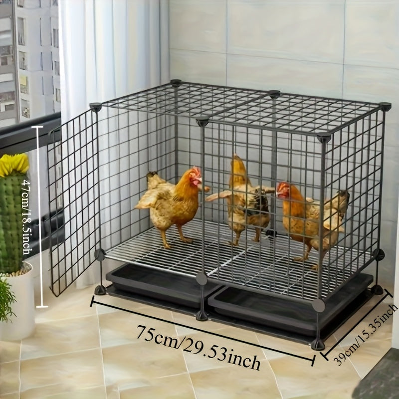 Small Animal Playpen & Pet Cage with Removable Tray, Indoor Outdoor Enclosure for Rabbits, Chickens