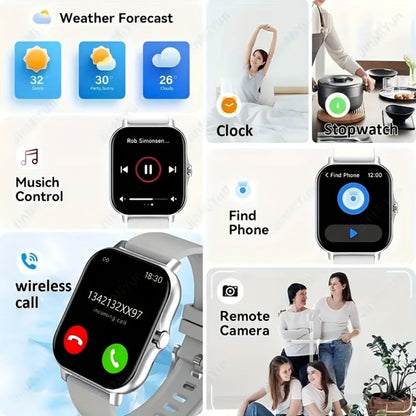 Smartwatch with Bluetooth Calling 1.91" AMOLED HD Touch Screen, Voice Assistant, Music Playback, Built-in Mic & Speaker, Multi-Sport