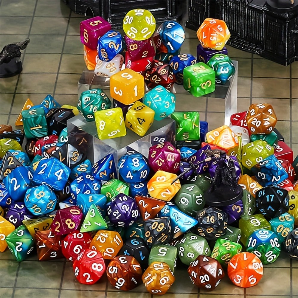 DND Polyhedral Dice Set 25 Sets 175pcs, Double Color D4 D6 D8 D10 D12 D20 for Dungeons & Dragons RPG MTG Tabletop Games