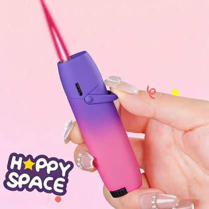 Cute Jet Torch Lighter for Women, Compact Windproof Adjustable Flame Lighter, Portable Refillable Butane Torch for Camping