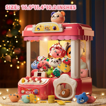 Mini Claw Machine for Kids with Lights Music Pink, Large 16.9" Arcade Claw Toy with 20 Coins 16 Plush Dolls USB Cable