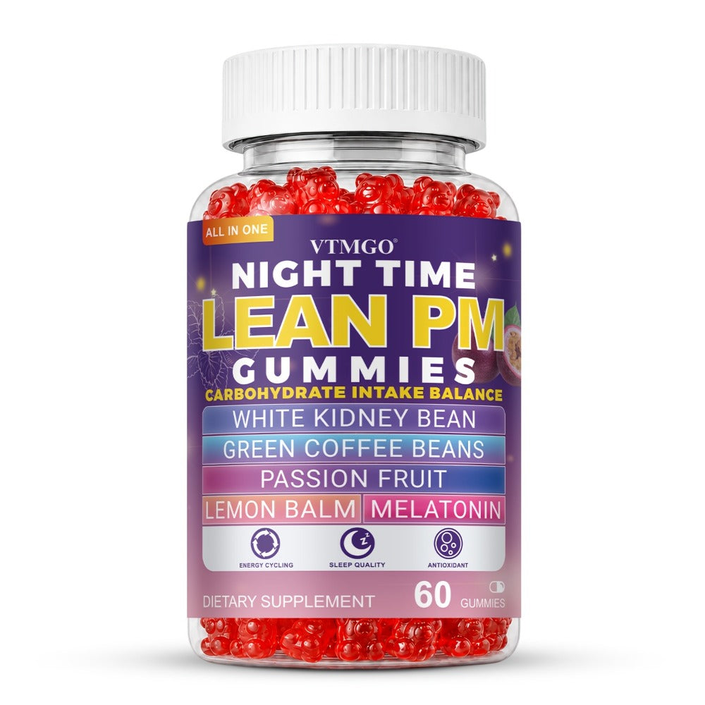 Sleep Gummies with Melatonin, Lemon Balm & Passionflower, Night Time Lean PM Formula, White Kidney Bean
