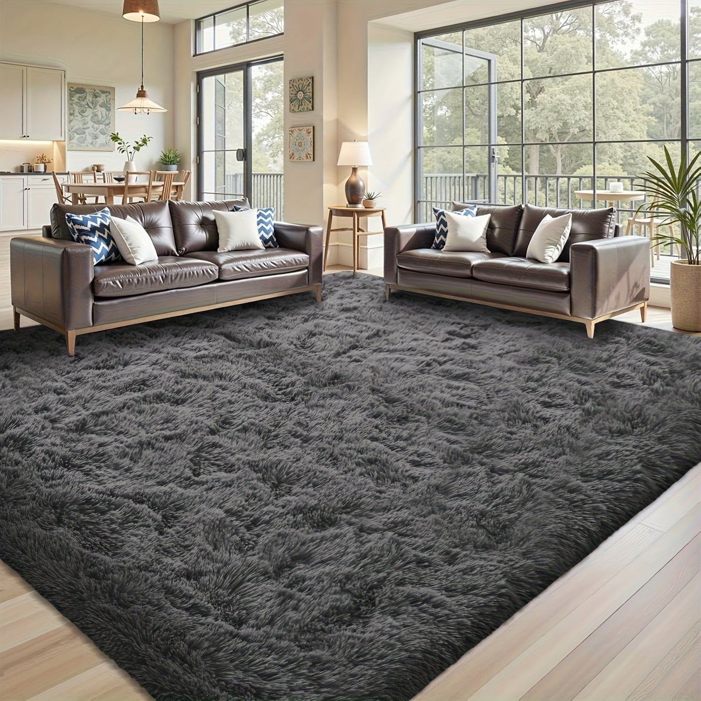 Rectangular Shaggy Area Rug with Nine Color Labels and 3 x 5-Foot to 8 x 10-Foot Size Options
