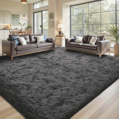 Rectangular Shaggy Area Rug with Nine Color Labels and 3 x 5-Foot to 8 x 10-Foot Size Options