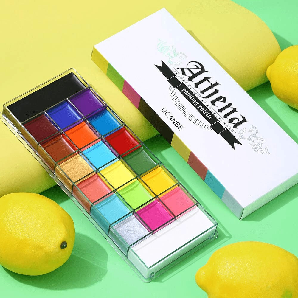 Oil-Based Face Body Paint Palette 20 Colors 168g – Halloween SFX Makeup Kit Black White Flash Tattoo Cosplay