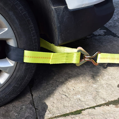 Axle Tie Down Straps 2" x 36" – Heavy Duty Car Tow Straps with D-Rings & Protective Covers for Car, Truck