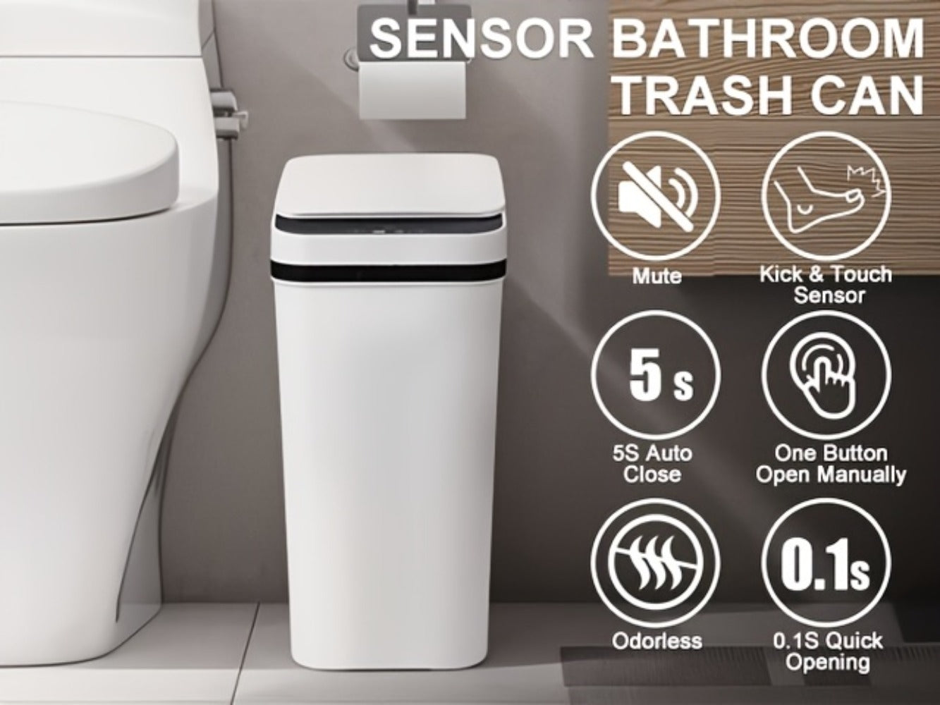 Motion Sensor Trash Can 2-Pack, 2.8 Gallon Touchless Slim Garbage Can with Auto Lid for an Everyday Personal Care Routine
