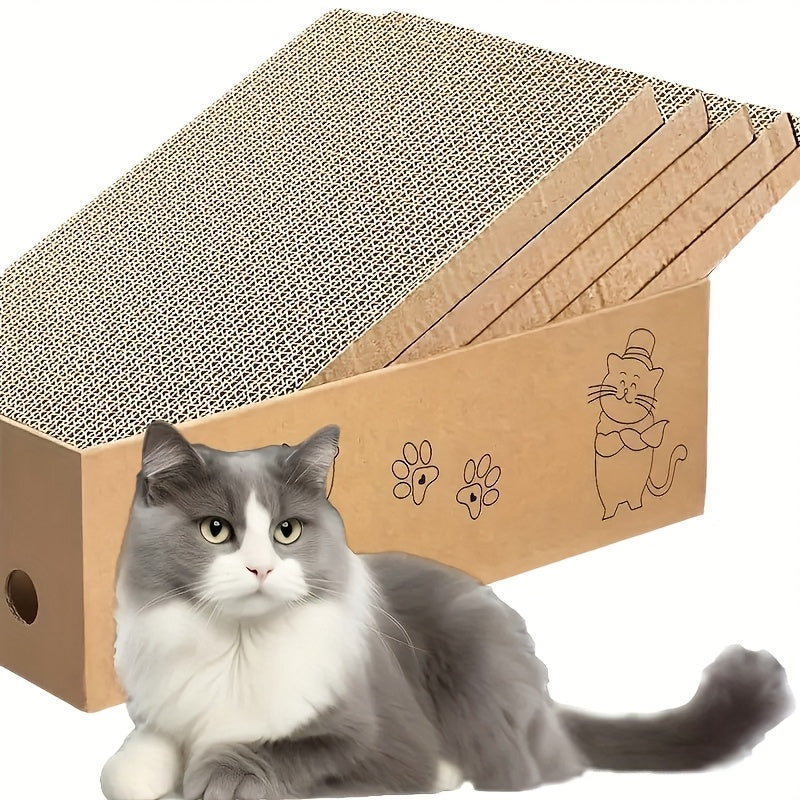 Cat Scratching Board & Bed Combo – 5-Layer Large Corrugated Cardboard Scratcher with Premium Texture, Replaceable Design for Indoor Cats