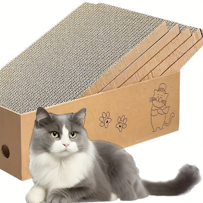 Cat Scratching Board & Bed Combo – 5-Layer Large Corrugated Cardboard Scratcher with Premium Texture, Replaceable Design for Indoor Cats