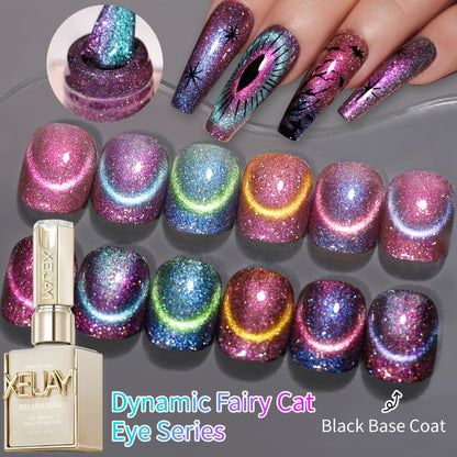 Cat Eye Gel Polish Set 6 Colors Holographic Magnetic – Dynamic Elf Reflective Soak Off UV LED Nail Gel 0.51oz Each | Multidimensional