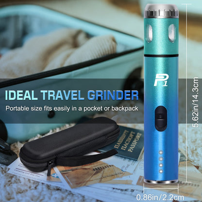 Electric Herb Grinder USB Rechargeable, Portable Spice Mill with One-Button Operation, Travel Bag