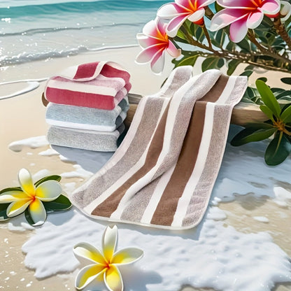Towel Set 9 or 15 Piece 320GSM Coral Fleece Striped Mix in Five Solid or Mixed Colors for Home and Guest Use