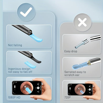 1080P-Marked Wireless Visual Ear Camera Kit with Six LED Lights, Cleaning Heads and Three Color Options